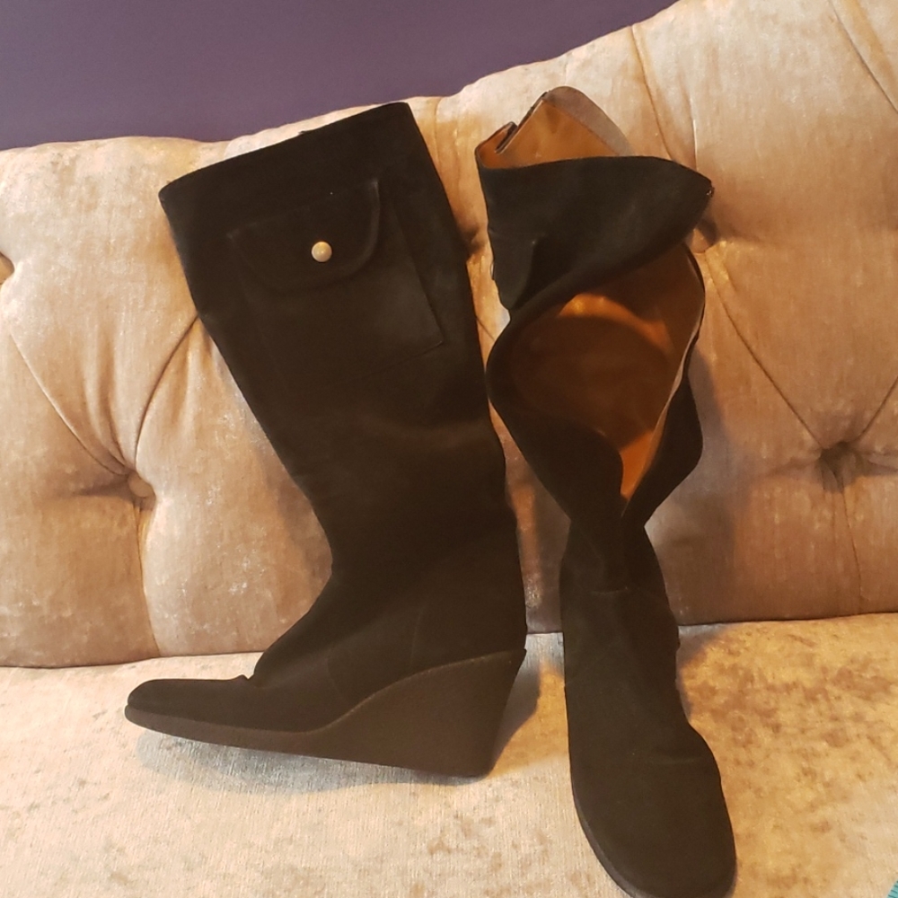 Black suede boots 3 inch platform
